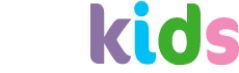 Logo Sanex Kids, avec le mot "kids" écrit en grandes lettres ludiques et multicolores.