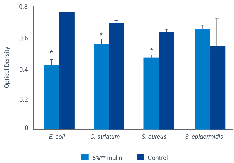 Graphique de l'effet prébiotique de l'inuline sur le microbiote épithélial