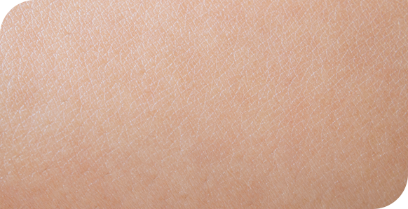 Très gros plan sur une peau claire avec une texture très fine, lisse et uniforme, caractéristique d'une peau sensible.
